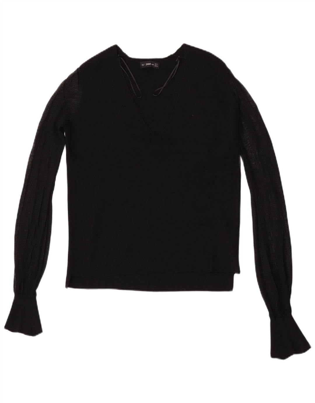 Zara Dame Top Langærmet UK 10 Small Black Viscose