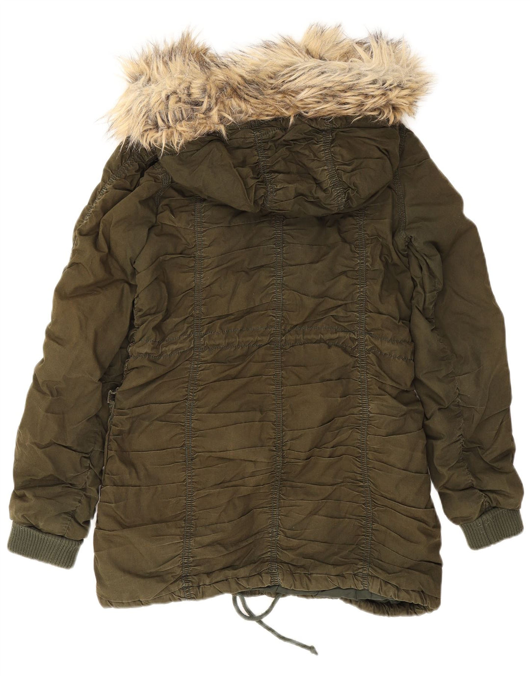 Miss Sixty Dame Hooded Parka Jacket UK 12 Medium Khaki Cotton