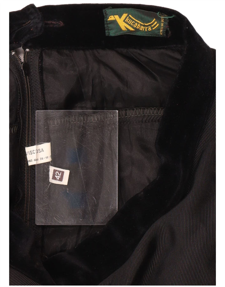 VINTAGE Kvinders højtaljede lagdelte nederdel IT 42 Medium W26 Sort viskose