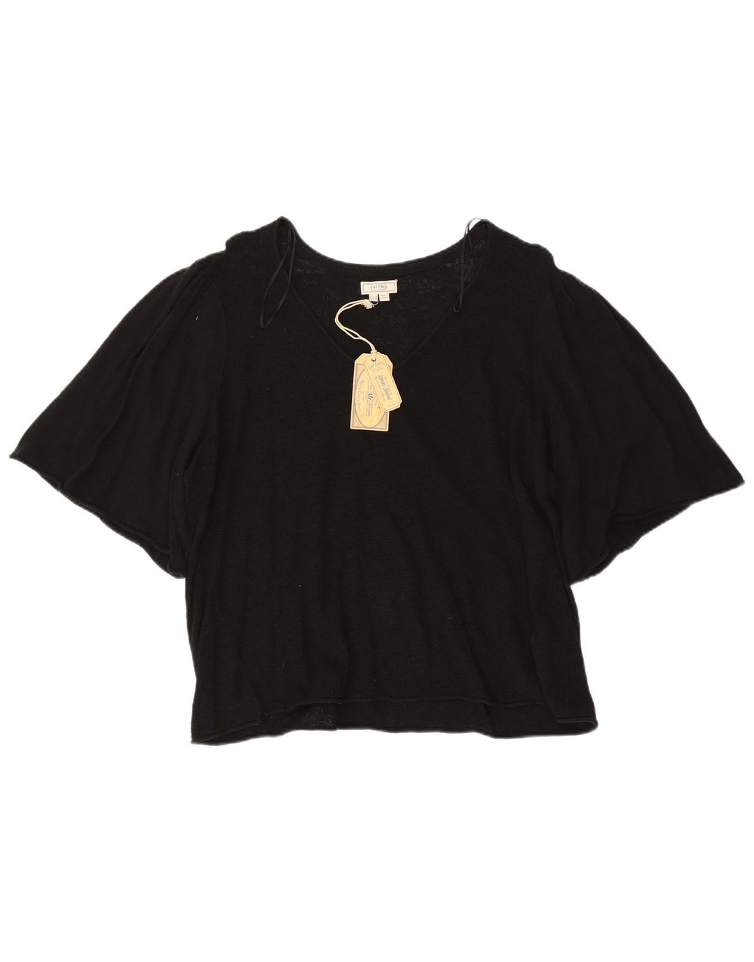 Fat Face Dame Bluse Top UK 18 XL Sort Bomuld
