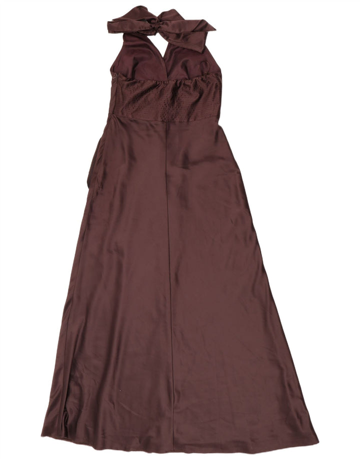 Debut Dame Maxi Halter Dress UK 12 Medium Brown Polyester