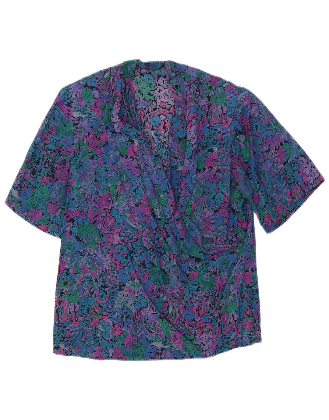 VINTAGE Damebluse Top UK 12 Medium Multicolored Floral