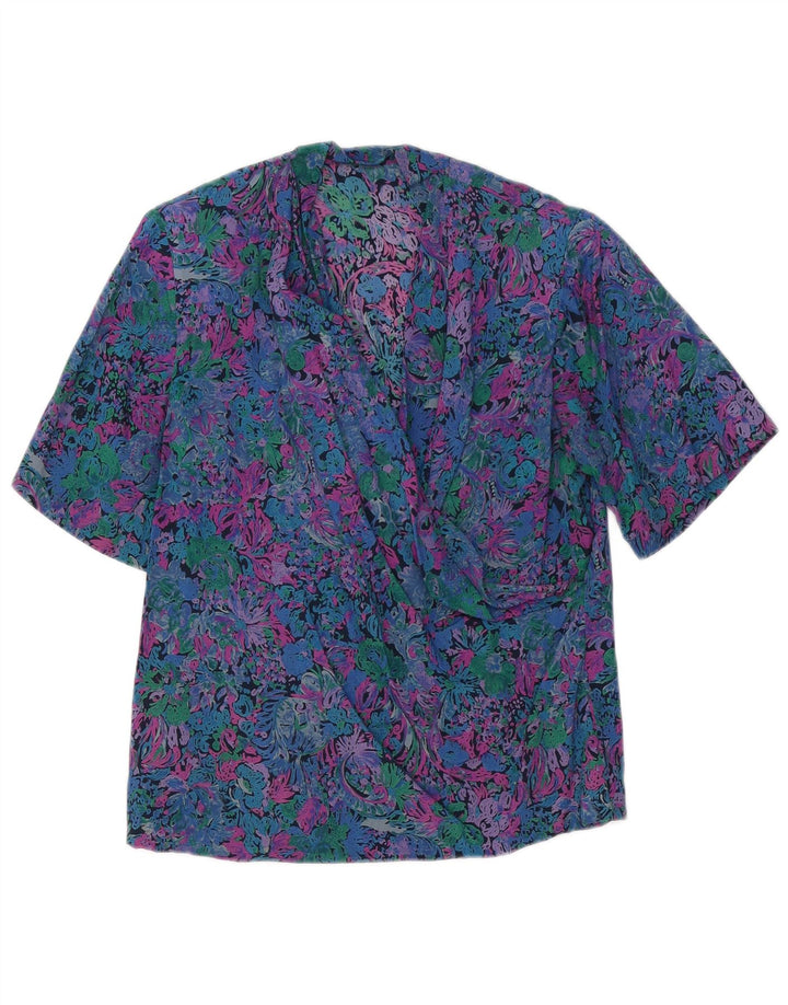 VINTAGE Damebluse Top UK 12 Medium Multicolored Floral