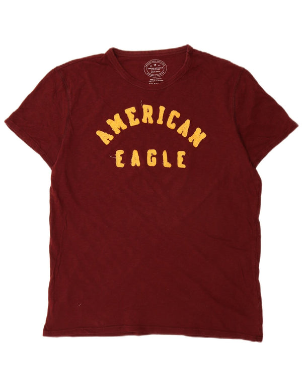 American Eagle Herre Grafisk T-Shirt Top Stor Bourgogne Bomuld