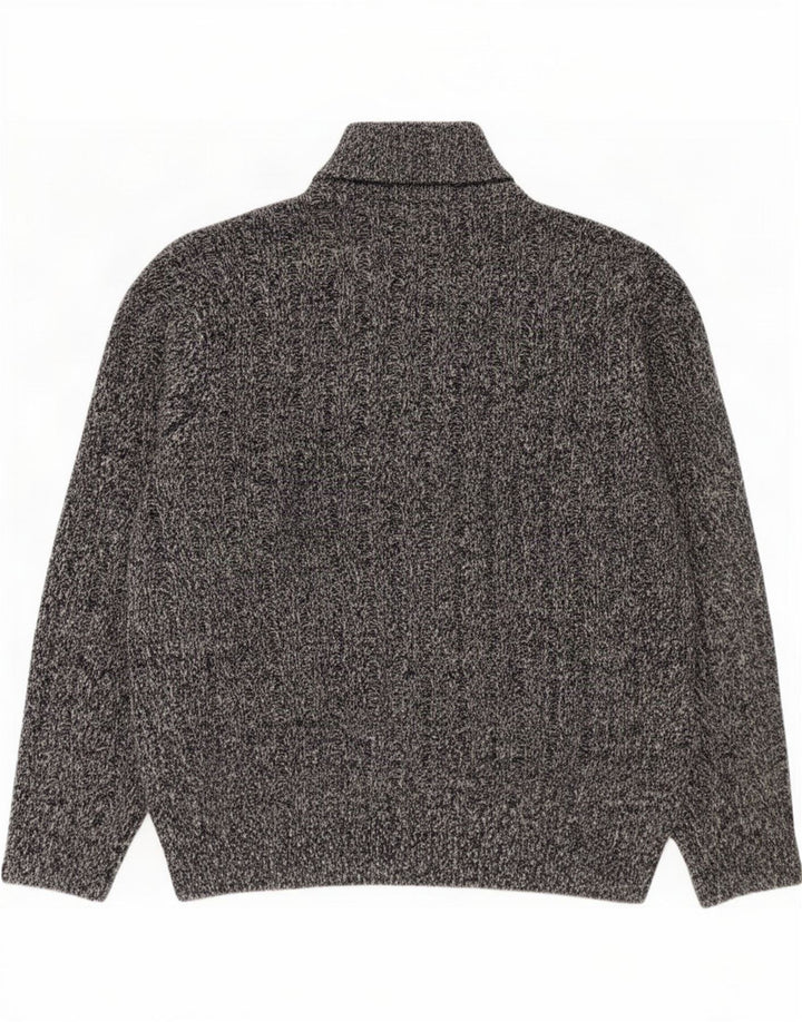 Marks & Spencer Herre Zip Neck Jumper Sweater 2XL Blå Flecked Acryl