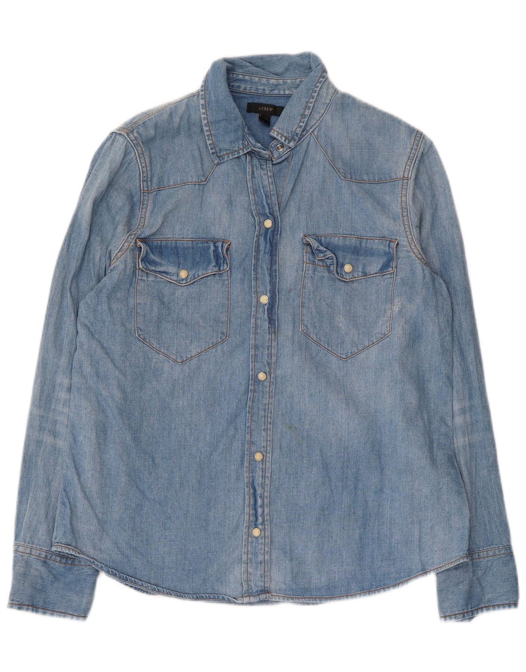 J. Crew Dame denimskjorte US 12 Stor Blå Bomuld