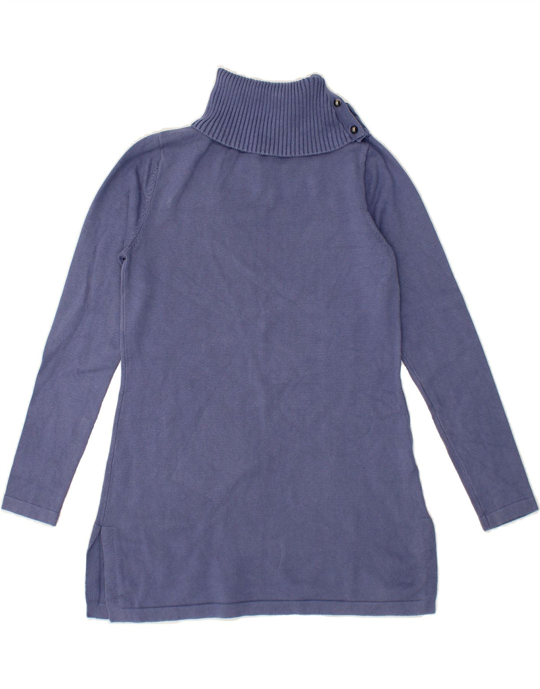 LAURA ASHLEY Womens Button Neck Jumper Sweater UK 10 Small Blue Cotton Vintage Laura Ashley and Second-Hand Laura Ashley from Messina Hembry 