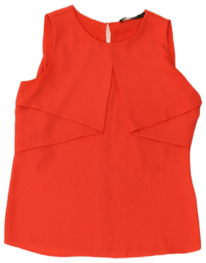 Zara Dame ærmeløs bluse Top UK 12 Medium Orange