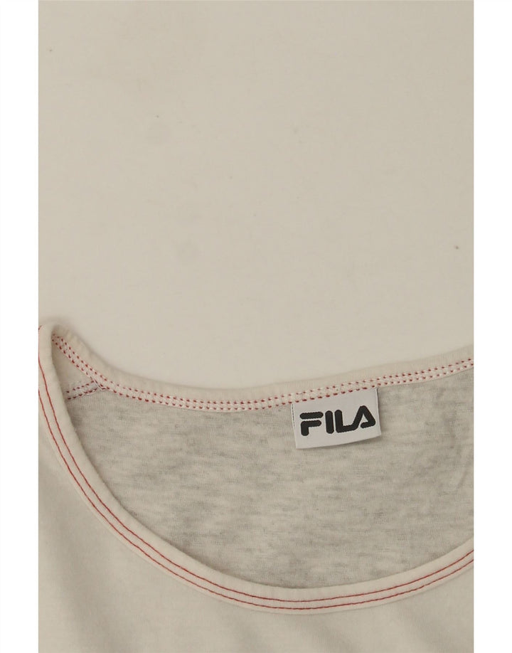 FILA Dame Grafisk Top Langærmet UK 12 Medium Grå Flecked