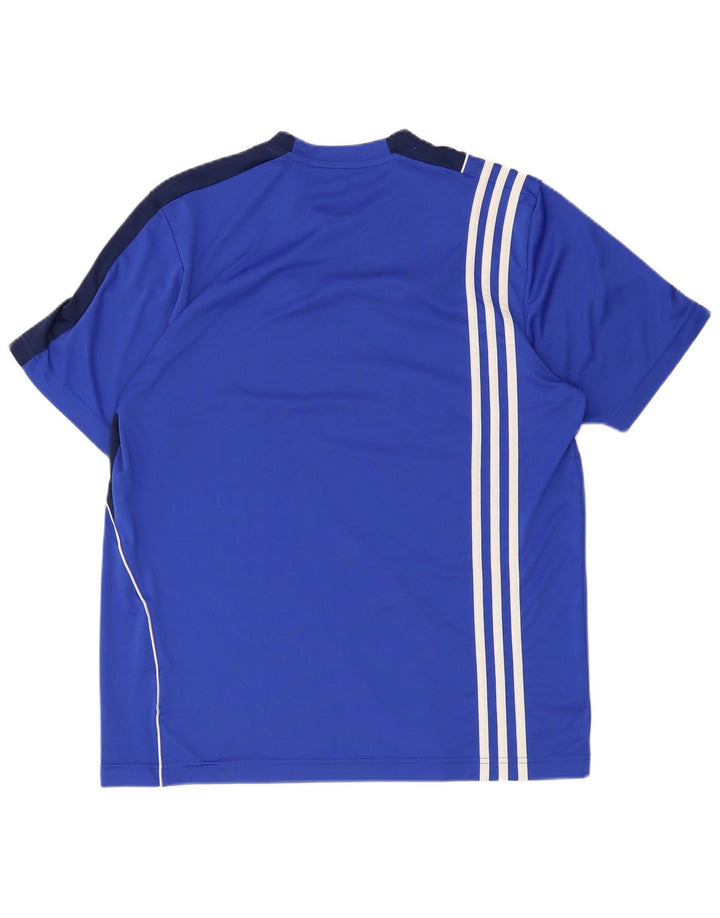 Adidas Herre grafisk T-shirt Top Medium Blue Colourblock Polyester