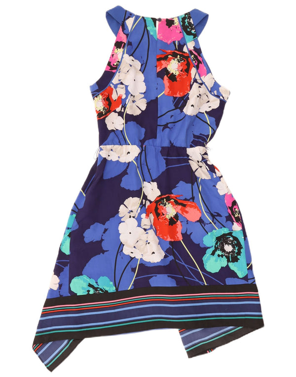 Coast Womens Ærmeløs Asymmetrisk Kjole UK 12 Medium Blue Floral