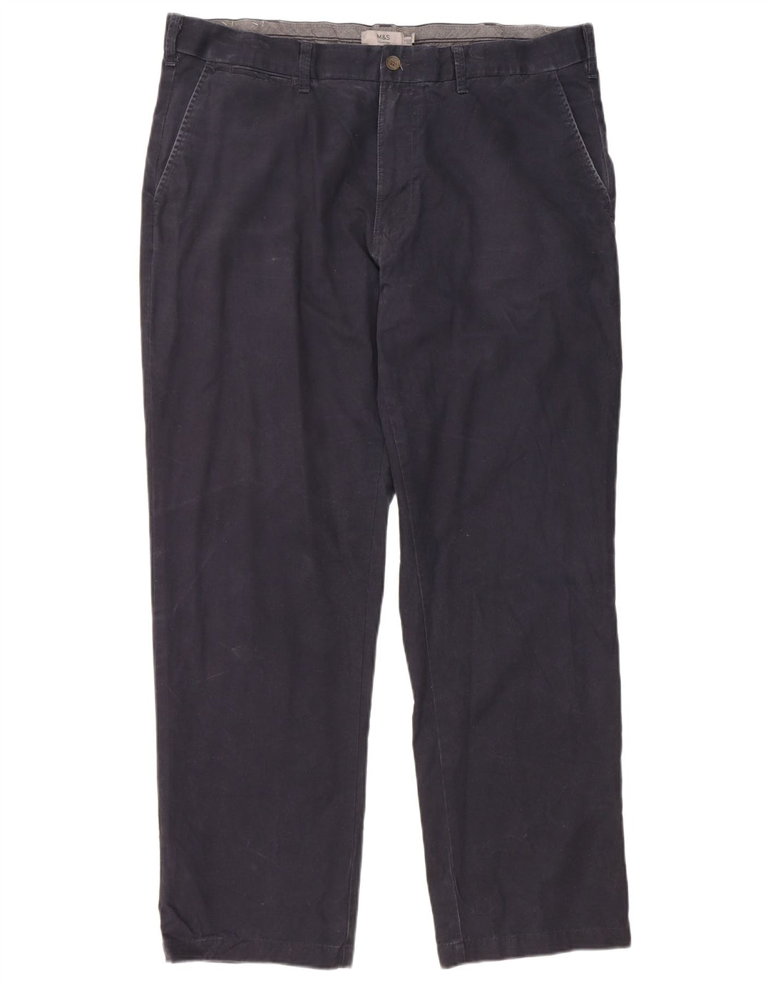 Marks & Spencer Herre Regular Chino Bukser W40 L31 Marineblå Bomuld