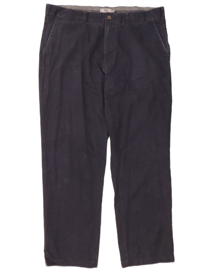 Marks & Spencer Herre Regular Chino Bukser W40 L31 Marineblå Bomuld