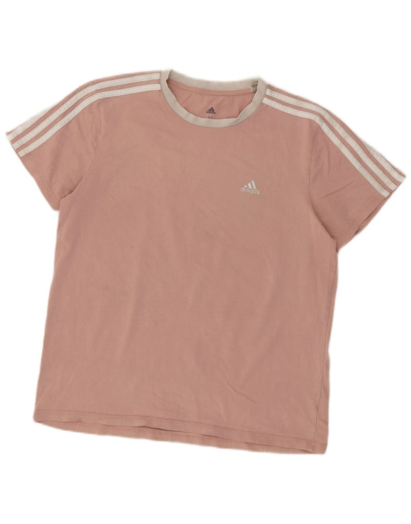 Adidas T-Shirt Top UK 12/14 Medium Pink Bomuld