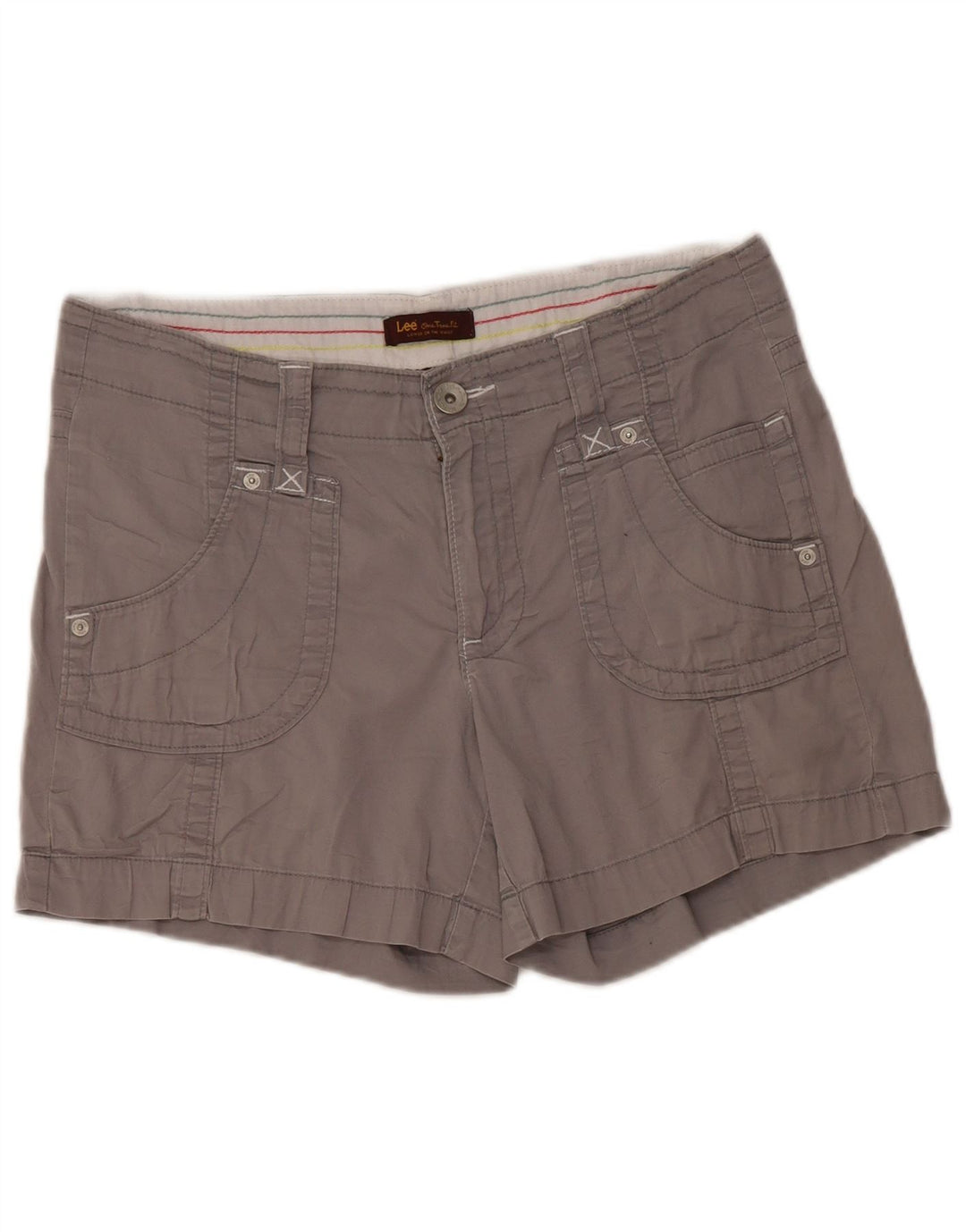 LEE Casual Shorts til kvinder US 12 Large W34 Grå Bomuld
