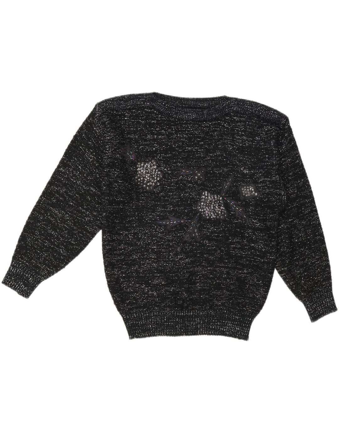 C & A Womens Boat Neck Jumper Sweater EU 40 Medium Black Flecked Acryl