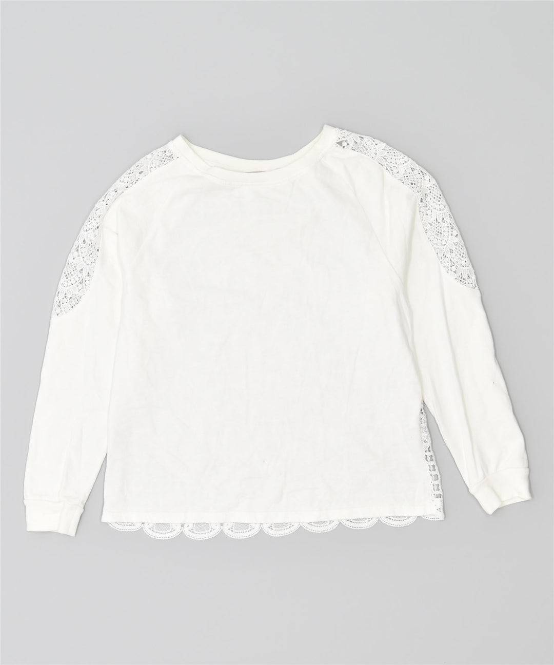 DESIGUAL Dame Oversized Sweatshirt Jumper UK 14 Stor hvid bomuld