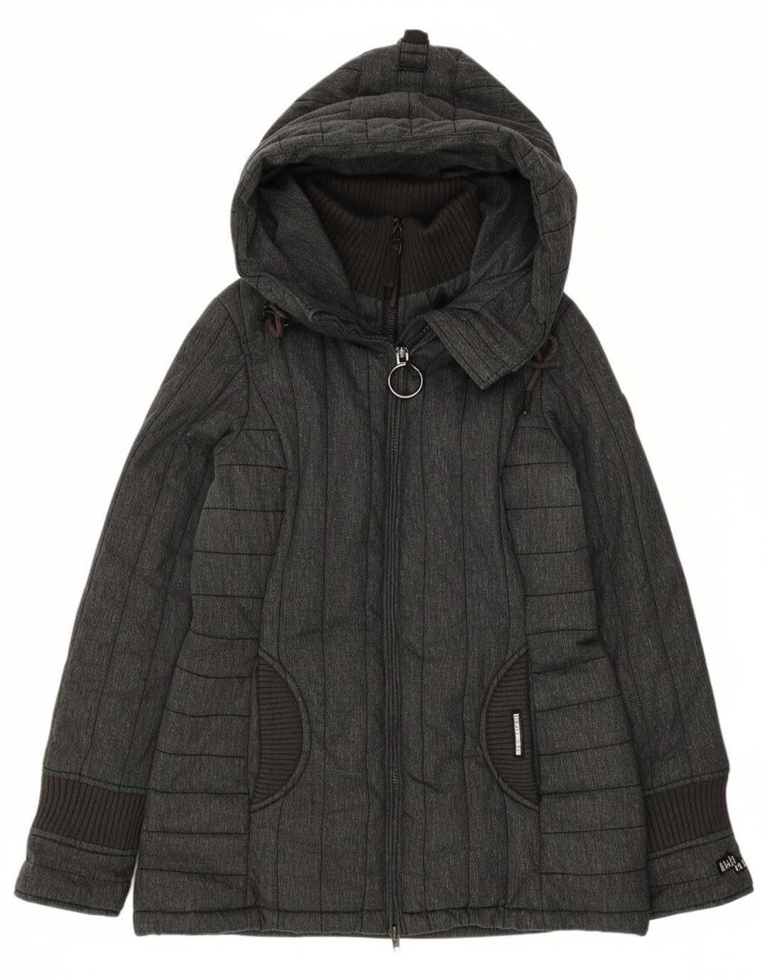 KHUJO Mens Hooded Padded Jacket UK 34 XS Grey Polyester