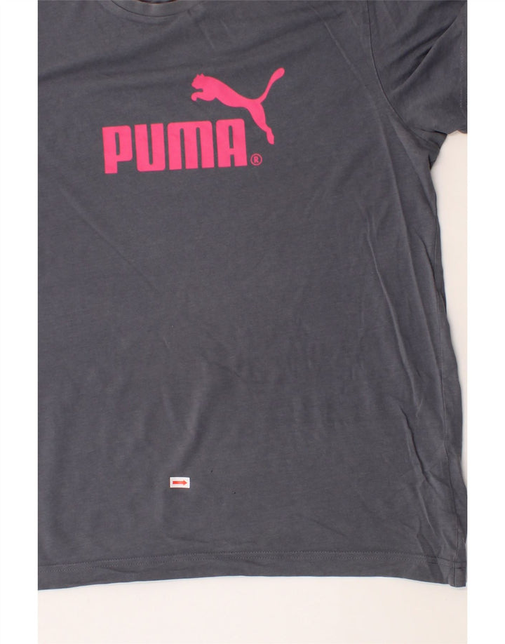 PUMA Mens Graphic T-Shirt Top Medium Navy Blue Cotton Vintage Puma and Second-Hand Puma from Messina Hembry 