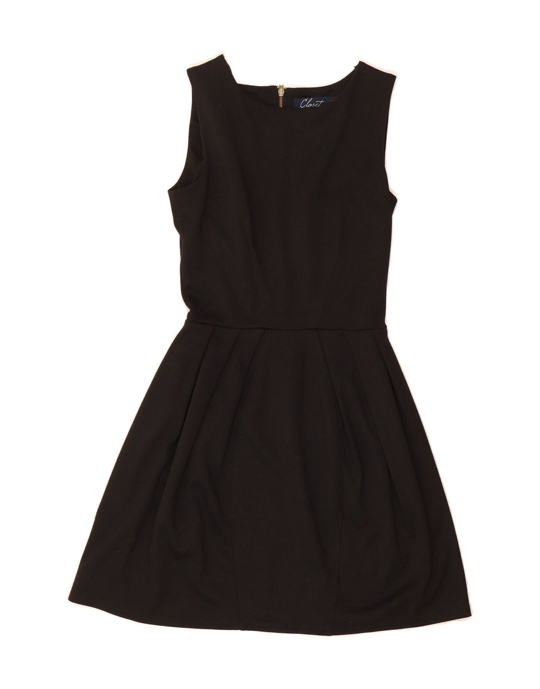 CLOSET Womens Sleeveless A-Line Dress UK 10 Small  Black Polyester Vintage CLOSET and Second-Hand CLOSET from Messina Hembry 
