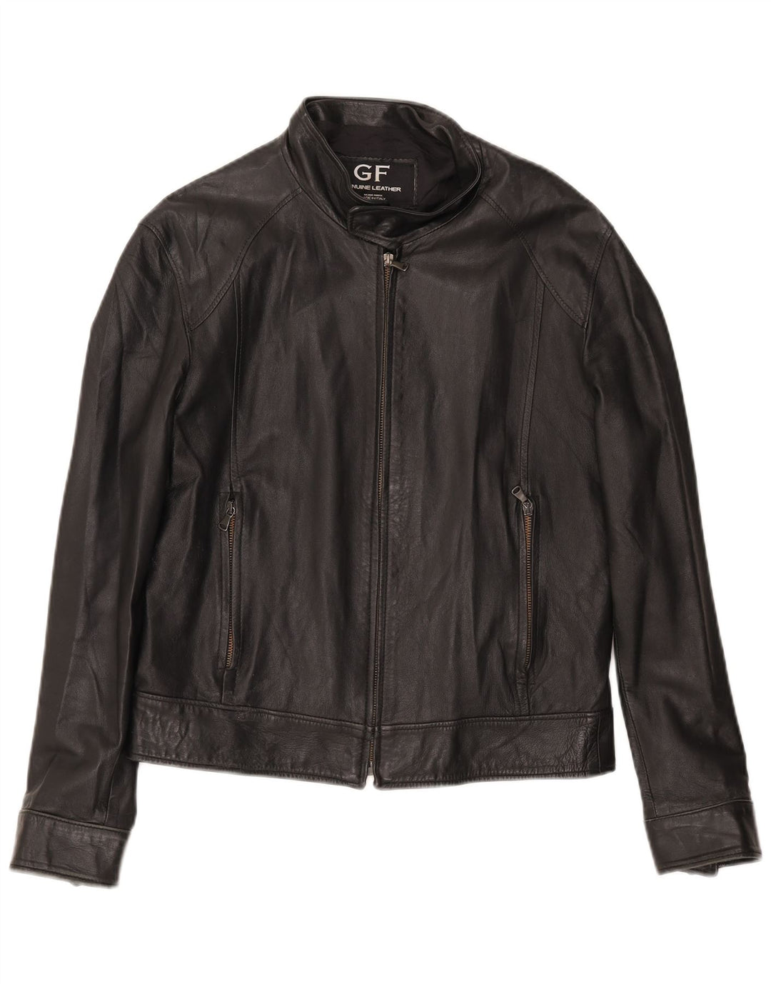 Gianfranco Ferre Herre Bomber Læderjakke UK 38 Medium Sort Læder