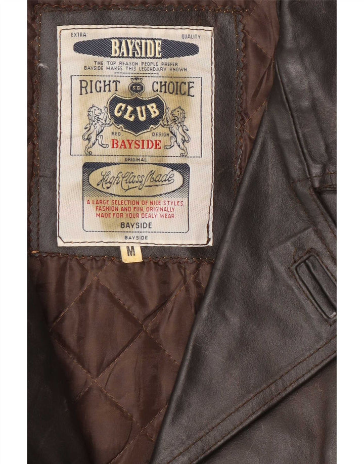 Bayside Herre Læderjakke UK 38 Medium Brun