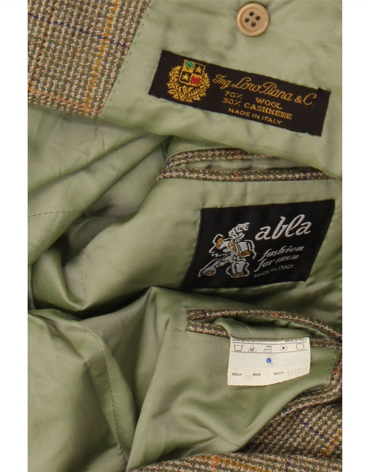 Abla Herre 2-knaps blazerjakke IT 50 Large Green Houndstooth Uld