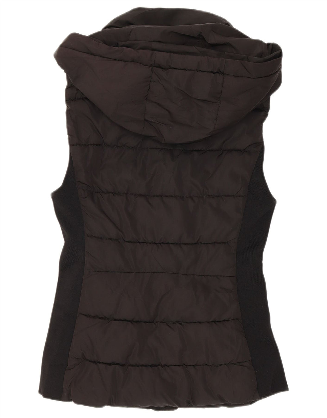 Zara Dame Hætte Polstret Gilet UK 10 Small Black Polyester