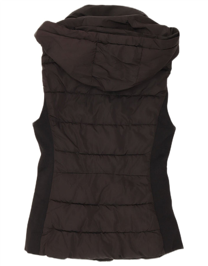 Zara Dame Hætte Polstret Gilet UK 10 Small Black Polyester