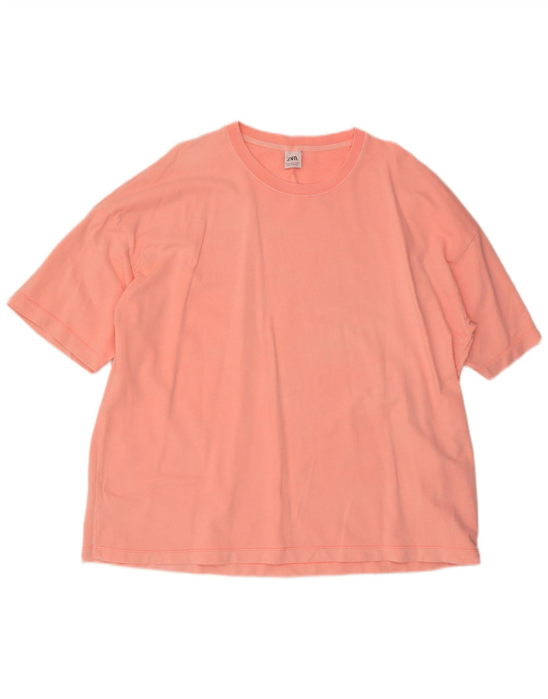 ZARA Mens T-Shirt Top XL Pink Cotton