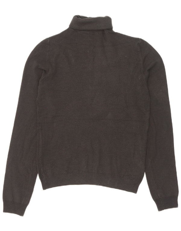 Zara Dame Roll Neck Jumper Sweater UK 12 Medium Sort Akryl