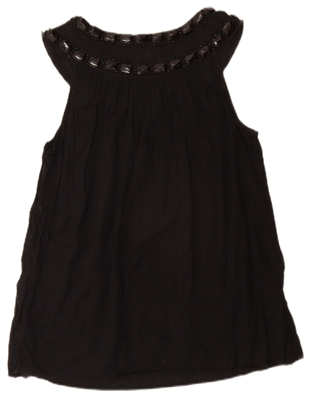 MICHAEL KORS Dame ærmeløs bluse Top UK 12 Medium Sort Bomuld