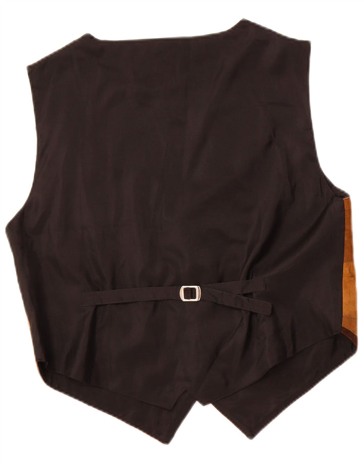 Vintage dame ruskind vest UK 14 medium brun patchwork læder