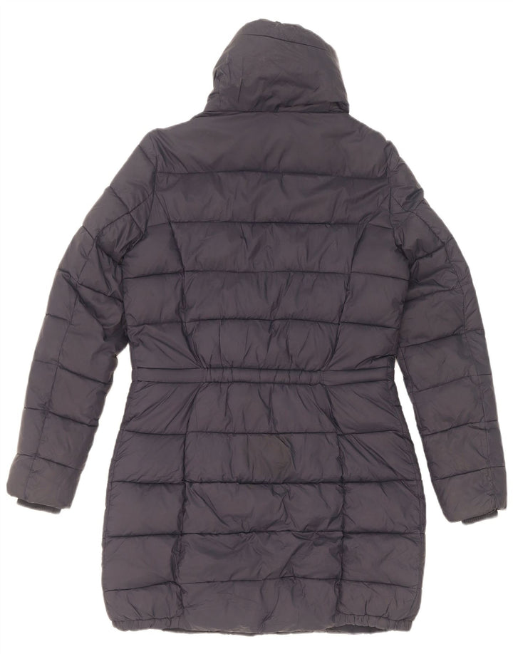 Massimo Dutti Dame Polstret Frakke UK 10 Small Navy Blue Polyester