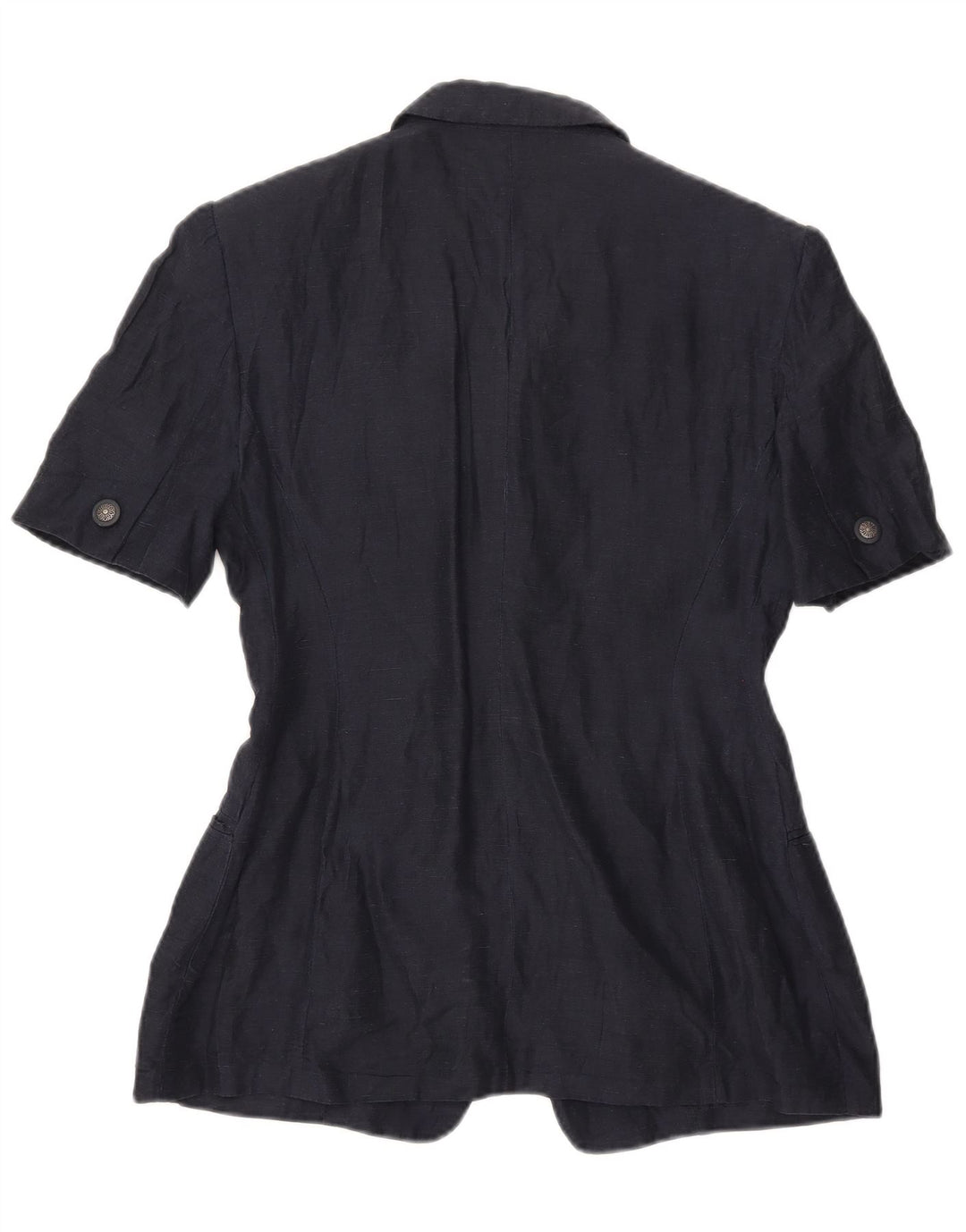 Vintage dame kortærmet 4-knaps blazerjakke UK 16 Large Navy Blue