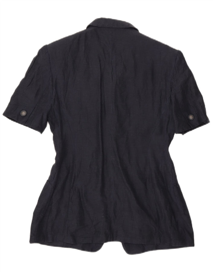 Vintage dame kortærmet 4-knaps blazerjakke UK 16 Large Navy Blue