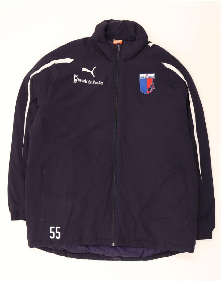 Puma Herre Graphic Windbreaker Jacket UK 42 XL Navy Blue Polyester