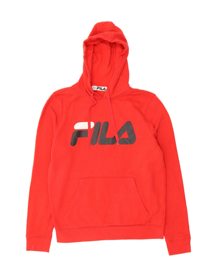 FILA Mens Graphic Hoodie Jumper Medium Red Cotton Vintage Fila and Second-Hand Fila from Messina Hembry 