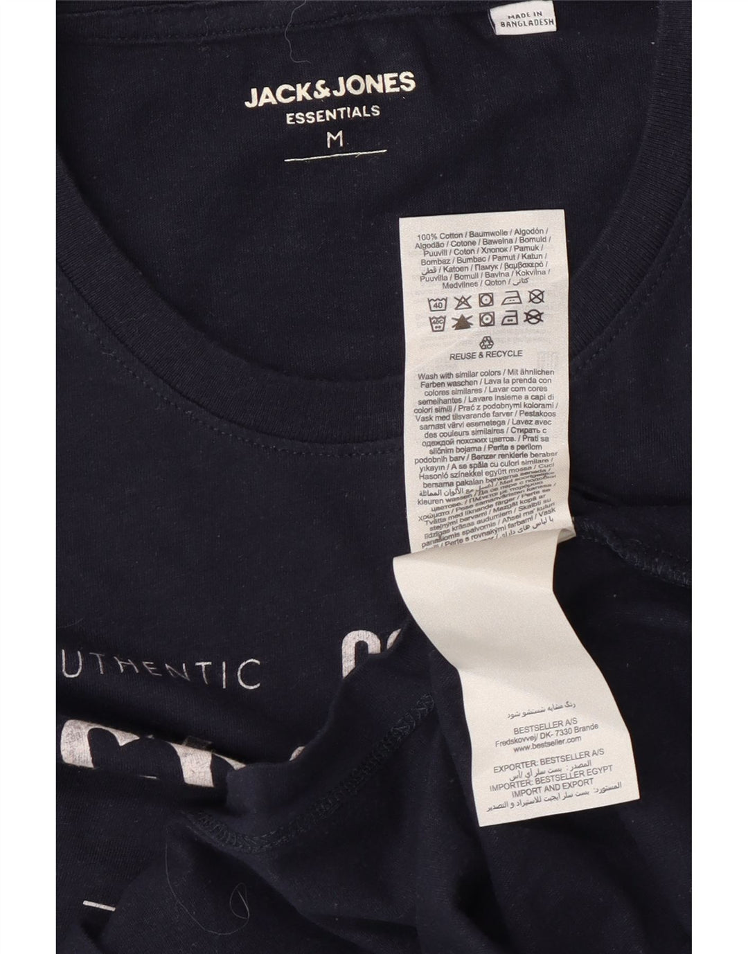 Jack & Jones Herre grafisk T-shirt Top Medium Marineblå Bomuld