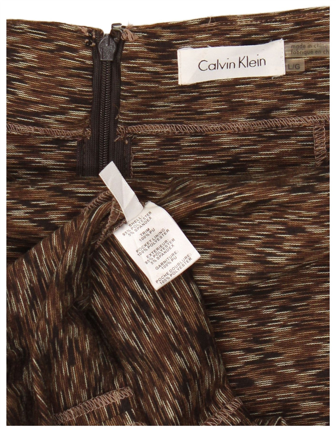 CALVIN KLEIN Dame Pencil Skirt Large W32 Brown Flecked Polyester
