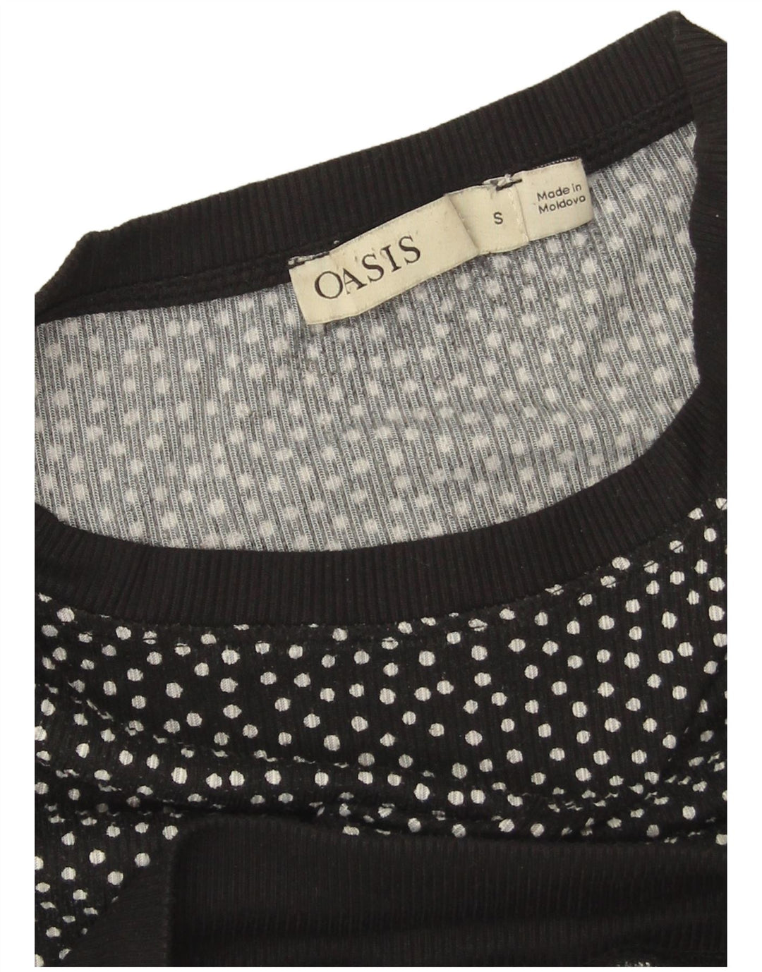 Oasis Womens Crop Oversized Sweatshirt Jumper UK 10 Small Black Polka Dot