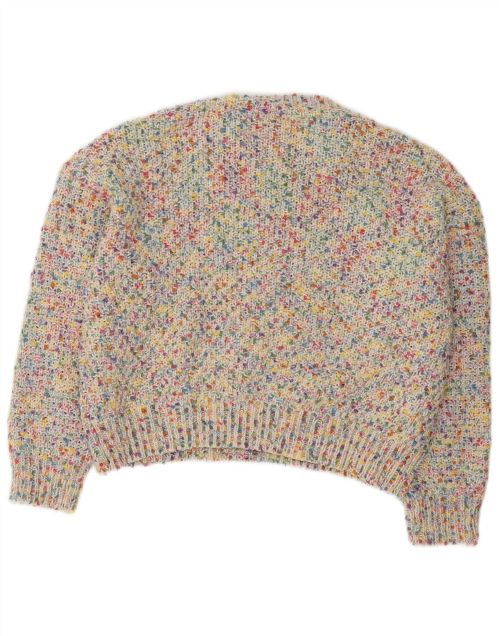 Dazy Womens Crop Crew Neck Jumper Sweater UK 14 Medium Multicolored