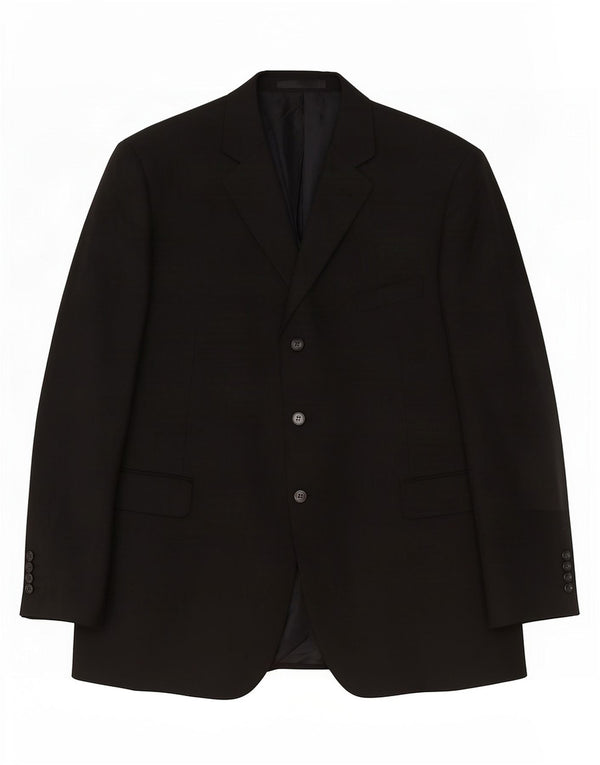 Marks & Spencer Herre 3 Button Blazer Jacket UK 48 2XL Sort Polyester