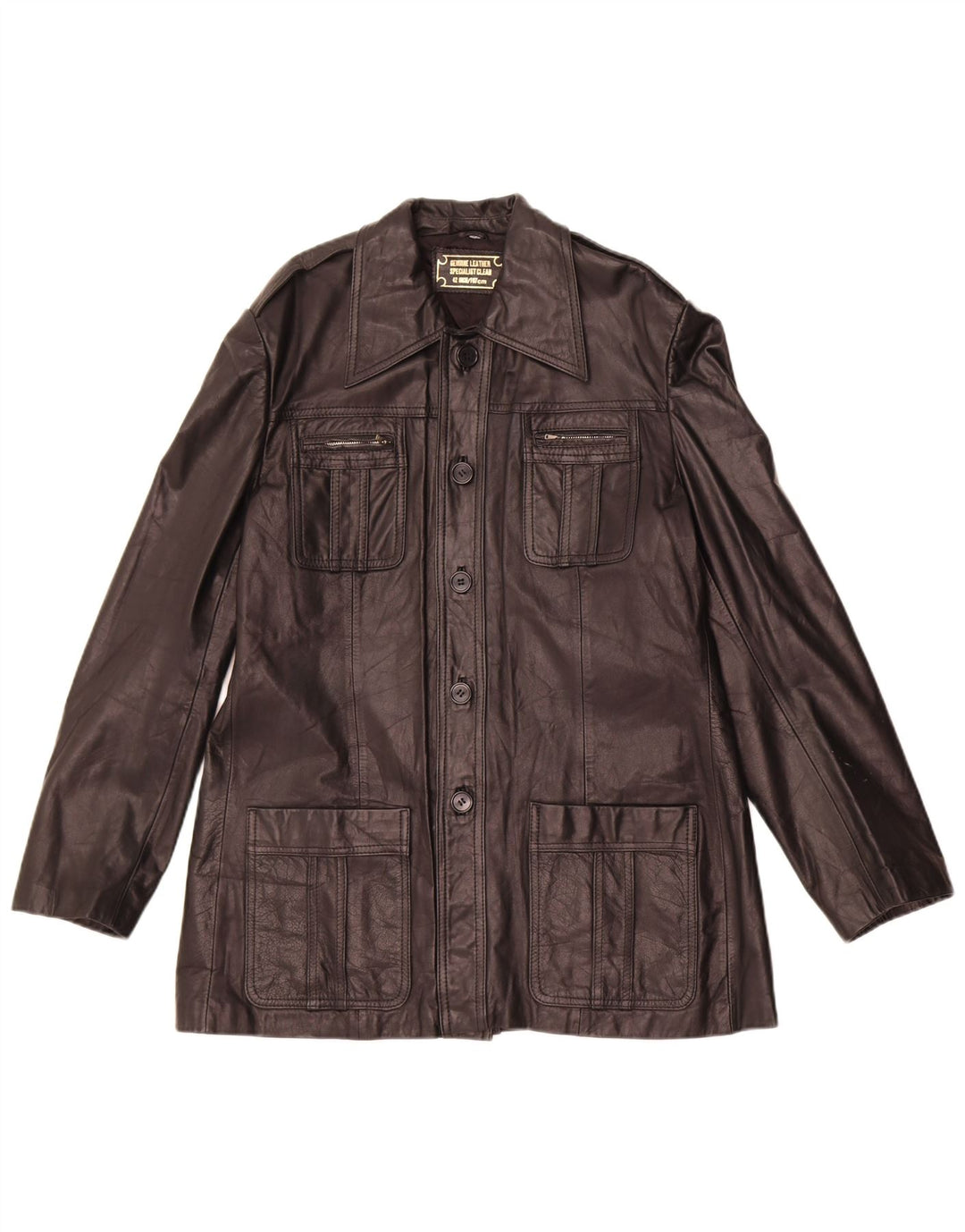 Vintage læderjakke til kvinder IT 42 Medium sort læder