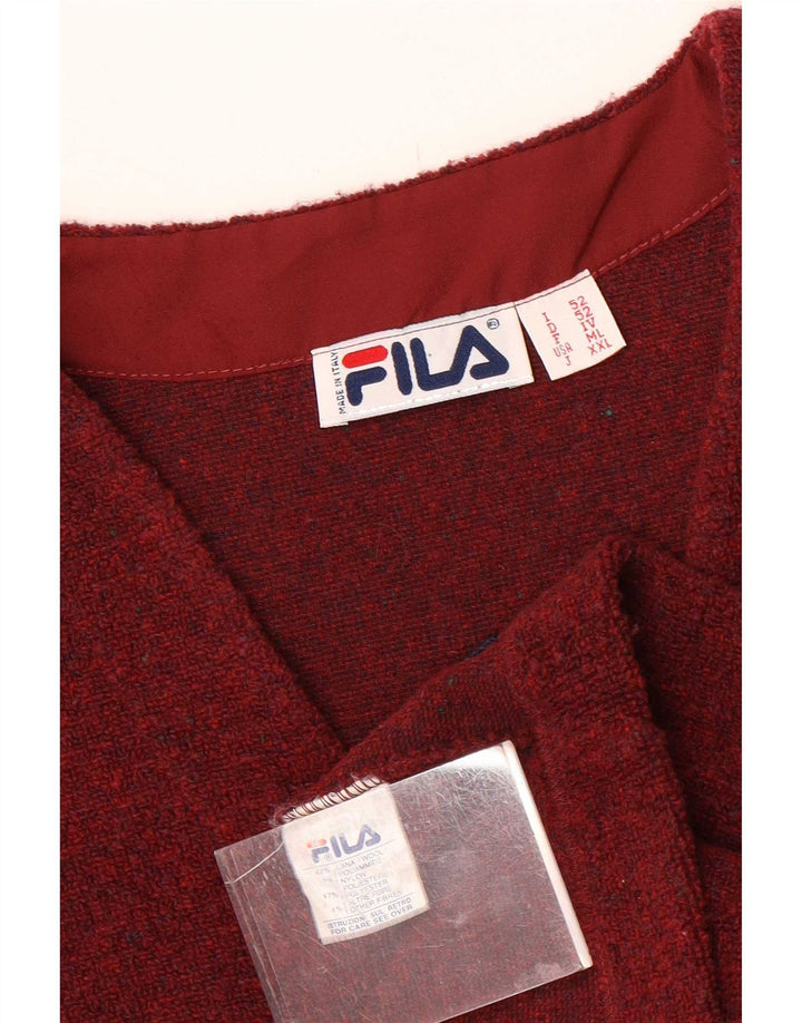 Fila strikvest vest til mænd Medium rødbrun flækket uld