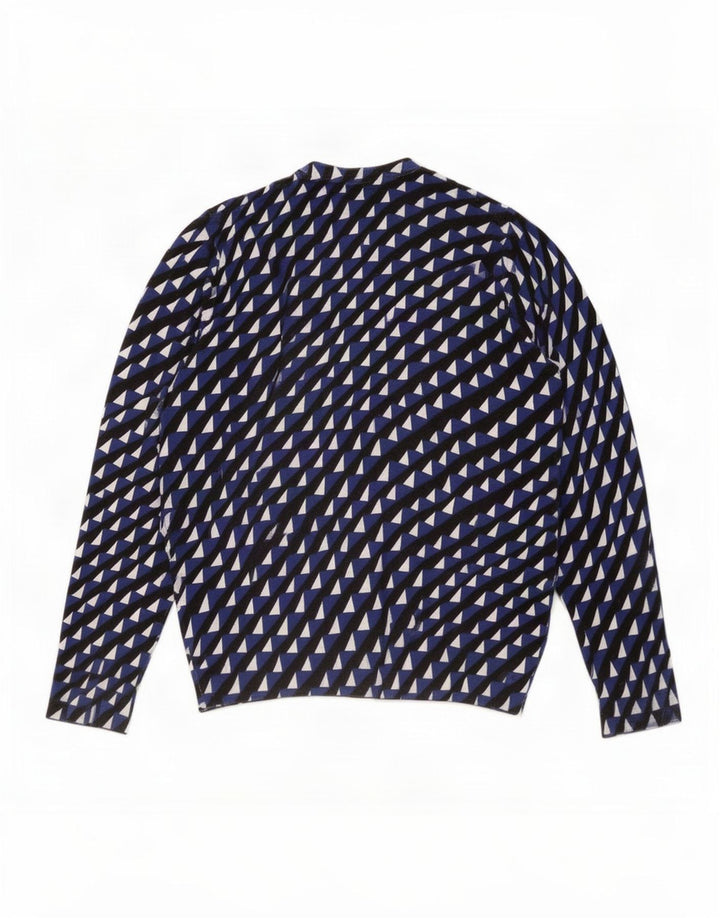 Marks & Spencer Dame Cardigan Sweater UK 14 Medium Blue Geometric Viscose