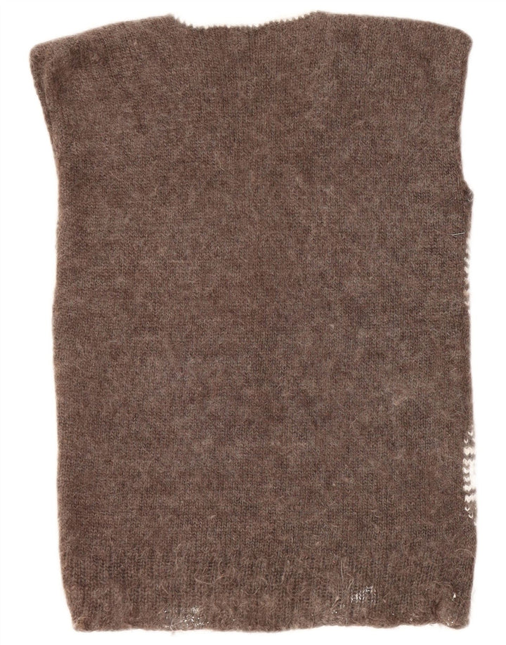 VINTAGE Herrevest Tank Top Medium Brown Fair Isle