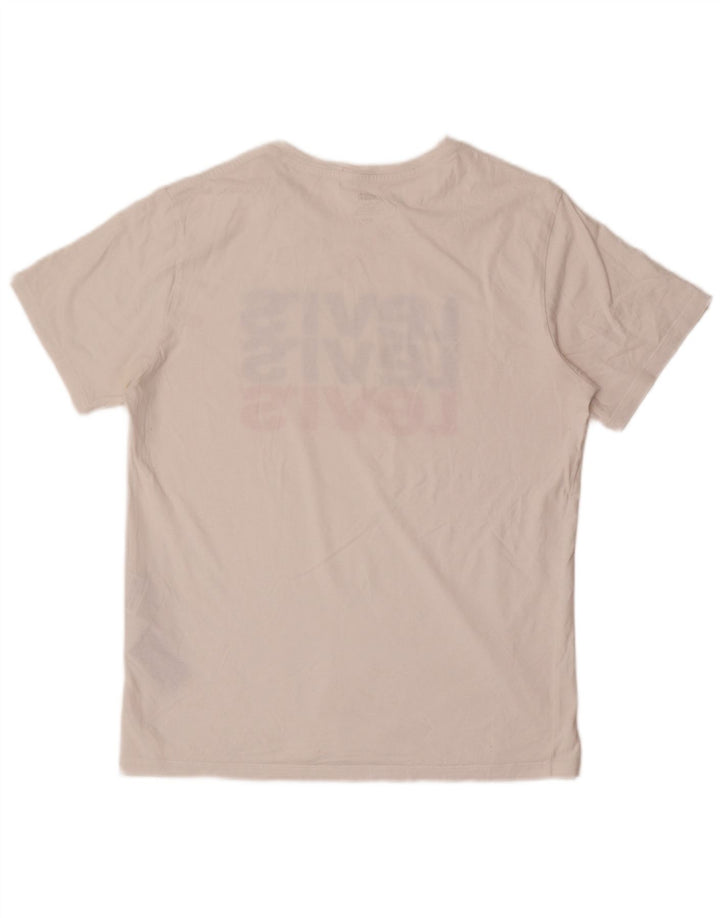 LEVI'S Herre grafisk T-shirt Top Medium Hvid Bomuld