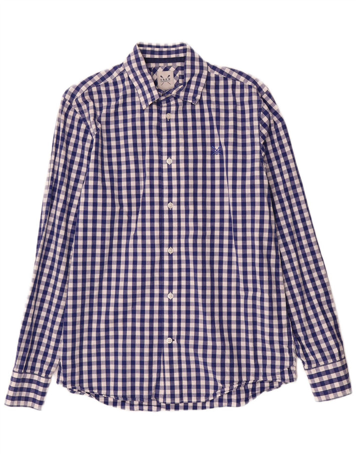 Crew Clothing Herreskjorte Lille blå Gingham Bomuld