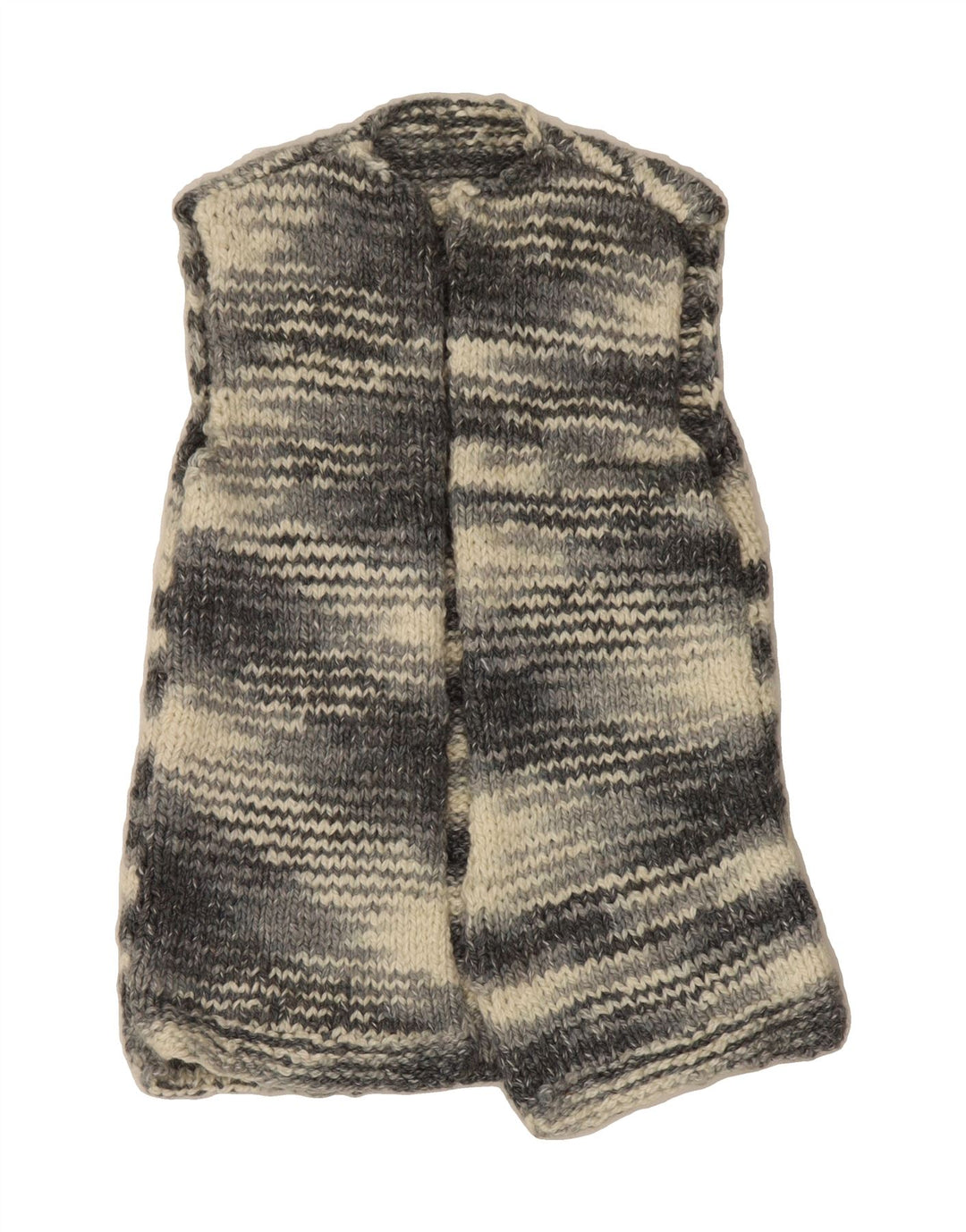 VINTAGE Womens Sleeveless Open Cardigan Sweater UK 14 Medium Grey Striped Vintage Vintage and Second-Hand Vintage from Messina Hembry 